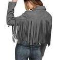 thumbnail image 6 of Mifelio Jackets for Women Fringe Jacket Solid Color Fringe Faux Suede Leather Jacket Fashion Fringe Motorcycle Cropped Jacket Faux Leather Jacket Women Cowboy Outfits for Women Grey XXXL, 6 of 8