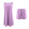 thumbnail image 4 of Women's Sleeveless V Neck Color Block 2 Piece Set Tunic Dress Top with Shorts Summer Beach Outfit with Pockets, 4 of 5