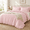 Pink Gingham-King, variant on Beige King Size Ruffled Microfiber Comforter Set, Shabby Chic Boho Farmhouse Bedding for All Season