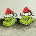 thumbnail image 3 of Small Wood Reindeer Christmas Tree Santa Claus Walking Stick Snowy Stud Earrings, 3 of 9