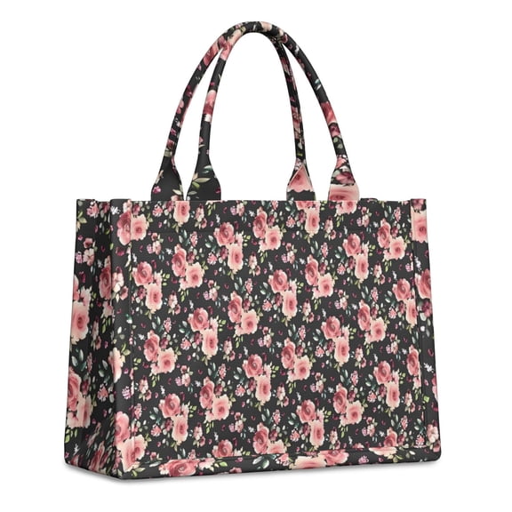 Large Capacity Tote Bag,Pioneer Flower Floral Print Pattern Handbag Fashion Luxury Tote Bag,15.7"x13"x 5.1" Inches,Laptop Compatible