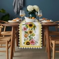 thumbnail image 2 of Sunflower Table Runner - 60 Inch Long, Kitchen Dining Table Runner Dresser Scarves, Pink Yellow Floral Elegant Pastoral Botanical Farmhouse Decor for Coffee Tables Wedding Party Banquet, 2 of 8