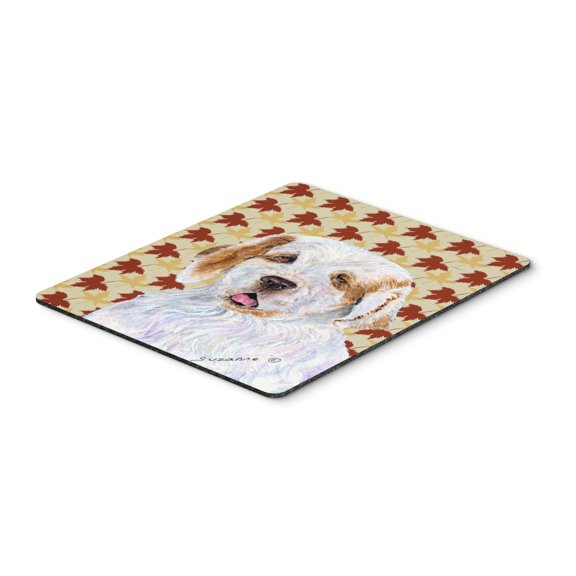 "Clumber Spaniel Fall Leaves Portrait Mouse Pad Hot Pad or Trivet"