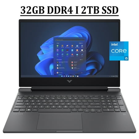 HP Victus 15 Gaming Laptop 15.6" FHD IPS 144Hz Display 12th Gen Intel Octa-Core i5-12450H Processor 32GB DDR4 2TB SSD NVIDIA GeForce GTX 1650 4GB Backlit Keyboard B&O Audio HDMI USB-C Win11 Black