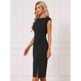thumbnail image 2 of DARING DIVA Women's Sheath Boat Neck Formal Ruched Office Work Dress L Black, 2 of 5