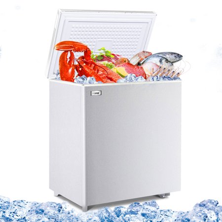 5.0 Cubic Chest Freezer with Removable Storage Basket and 7 Gears Temperature - Top Open Door for Compact Deep Frozen Food Storage