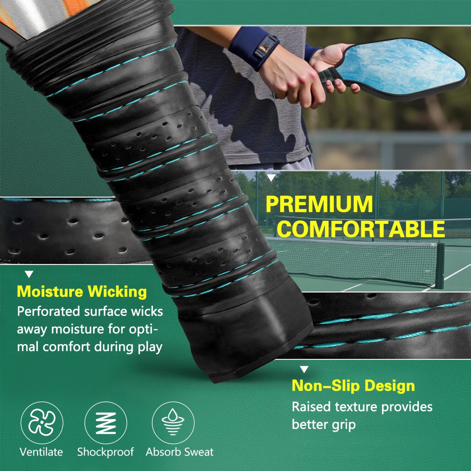 Pickleball Paddles Set Of 2, Fiberglass Surface, Ice Crystal Print, 4 Balls & Bag