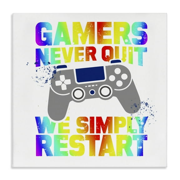 Rainbow Gamers Never Quit Canvas Wall Art, design by Kim Allen