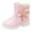 Pink, variant on Girls Snow Boots Sweet Bowknot Fringe Princess Winter Dress Booties Lug Sole Low Heel Warm Furry Lined Zipper Ankle Boots 12.5 Little Kid Pink
