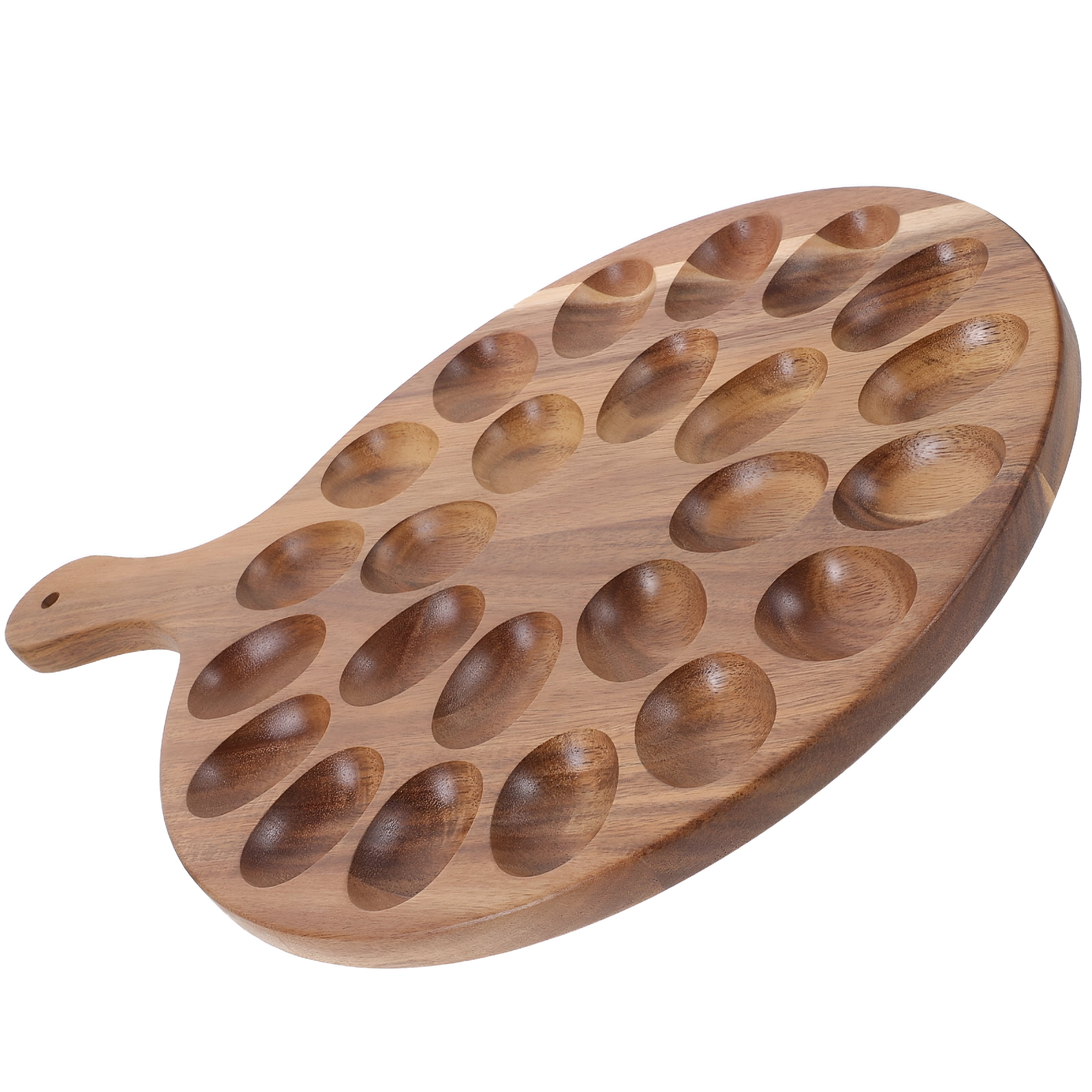 ACDANC 2026 New 1Set Brown Acacia Wood Rectangular Deviled Egg Platter Tray for Hotels for Home,Restaurant,Cafe,Party