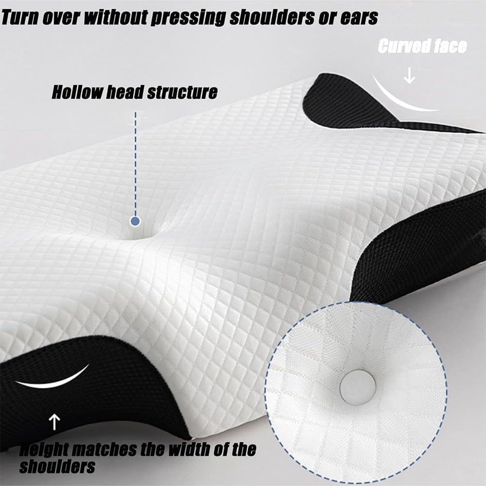 Ornexis Migraine Pillow, Ornexis Cervical Migraine Neck Pillow, Ergonomic Contour Support Pillow with Adaptive Foam for Stays Supportive, During The Night