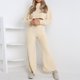 thumbnail image 2 of Conjunto de dos piezas para mujer, suave, sólido, de manga larga, cuello redondo, polar, cálido, otoño, Tops, pantalones largos de cintura alta, pantalones, traje informal Wmkox8yi  bvn1833, 2 of 9