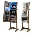 thumbnail image 1 of Costway LED Mirror Jewelry Cabinet Organizer Armoire Standing with Built-in 3 Color Light, 1 of 10