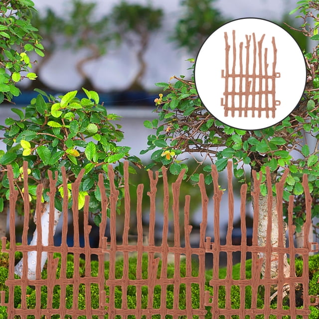 HOOWIFFY 1Set Miniature Fence Decoration Abs Brown Simulation Model For Mini Garden Decor Farm Scene Layout 3.94X2.36X0.04In