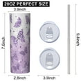 thumbnail image 3 of Butterfly 20oz Stainless Steel Skinny Tumbler – Vacuum Insulated Slim Travel Cup with Lid & Stainless Steel Straw, 360° Full Wrap Printed Tumbler for Home, Office & Outdoor Use, Spring, 3 of 6