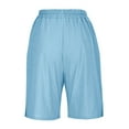 thumbnail image 5 of felwors Women's Elastic Waist Button Fly Wide Leg Shorts Linen Blend Side Slit Summer Casual Culottes (Sky Blue, XXXL), 5 of 6