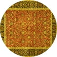 thumbnail image 1 of Ahgly Company Machine Washable Indoor Round Persian Yellow Traditional Area Rugs, 3' Round, 1 of 4