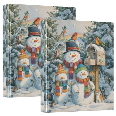 Wobogo Snowman Family File Folders Extra Large Capacity to Hold 200 Sheets of Documents Hard Shell Ring Binder for School Home Office