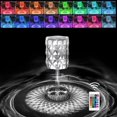 thumbnail image 1 of Lámpara de mesa recargable Rose Shadow, copa de vino de cristal, control táctil y remoto, colorida y ajustable, luz nocturna LED de diamante romántico creativo decoración moderna del hogar (copa de vino rosa 16 colores) Rojo Verde, 1 of 5
