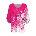 thumbnail image 6 of JYLPZYR Womens Tops 3/4 Sleeve Tops for Women Casual V Neck Trendy Button Floral Printing Tees Loose Fit Tunic Blouses (Pink,XXXL), 6 of 6