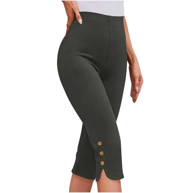 Leggings Capri para Mujeres Yoga Capri Medias de Cintura Alta Color Sólido, Coincidencia Slim Ajuste Gimnasio Y Pantalones de Yoga