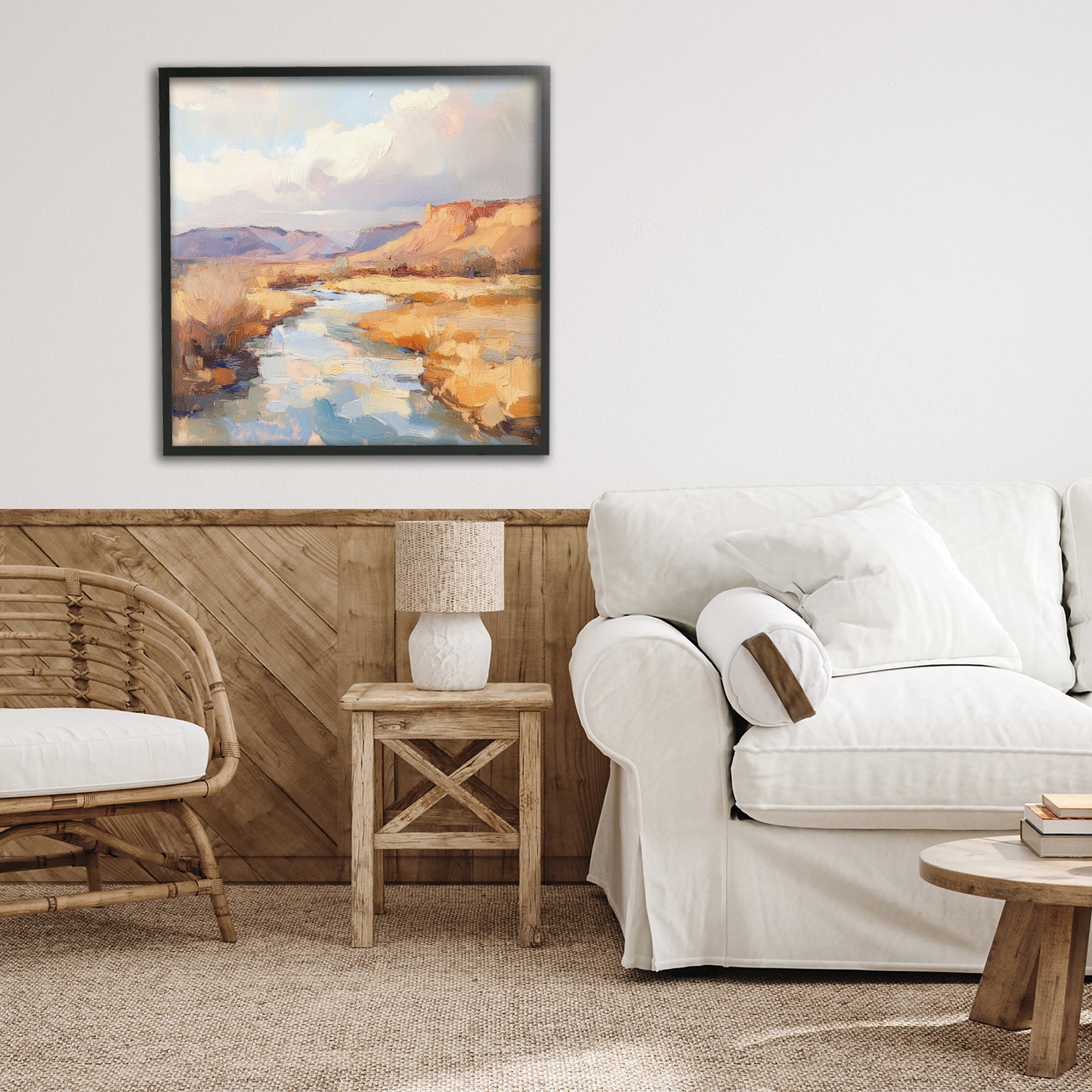Stupell Industries Plateau River Evening Glow Black Framed Giclee Art, design by Petal Prints Design