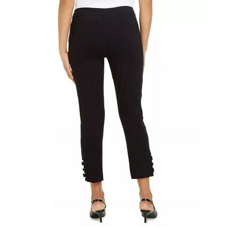 JM Collection Women's Tummy Control Hardware-Trim Ankle Pants Black Size Small