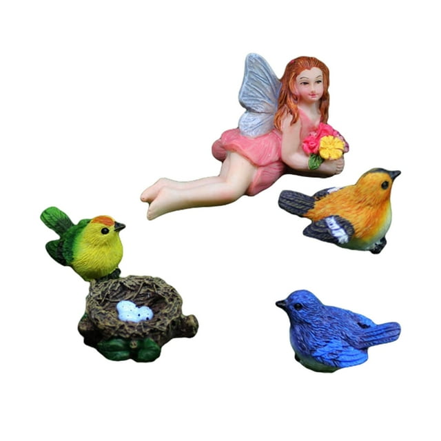 5 Pieces Fairy Garden Figurines Garden Statue Miniature Landscape Decor for