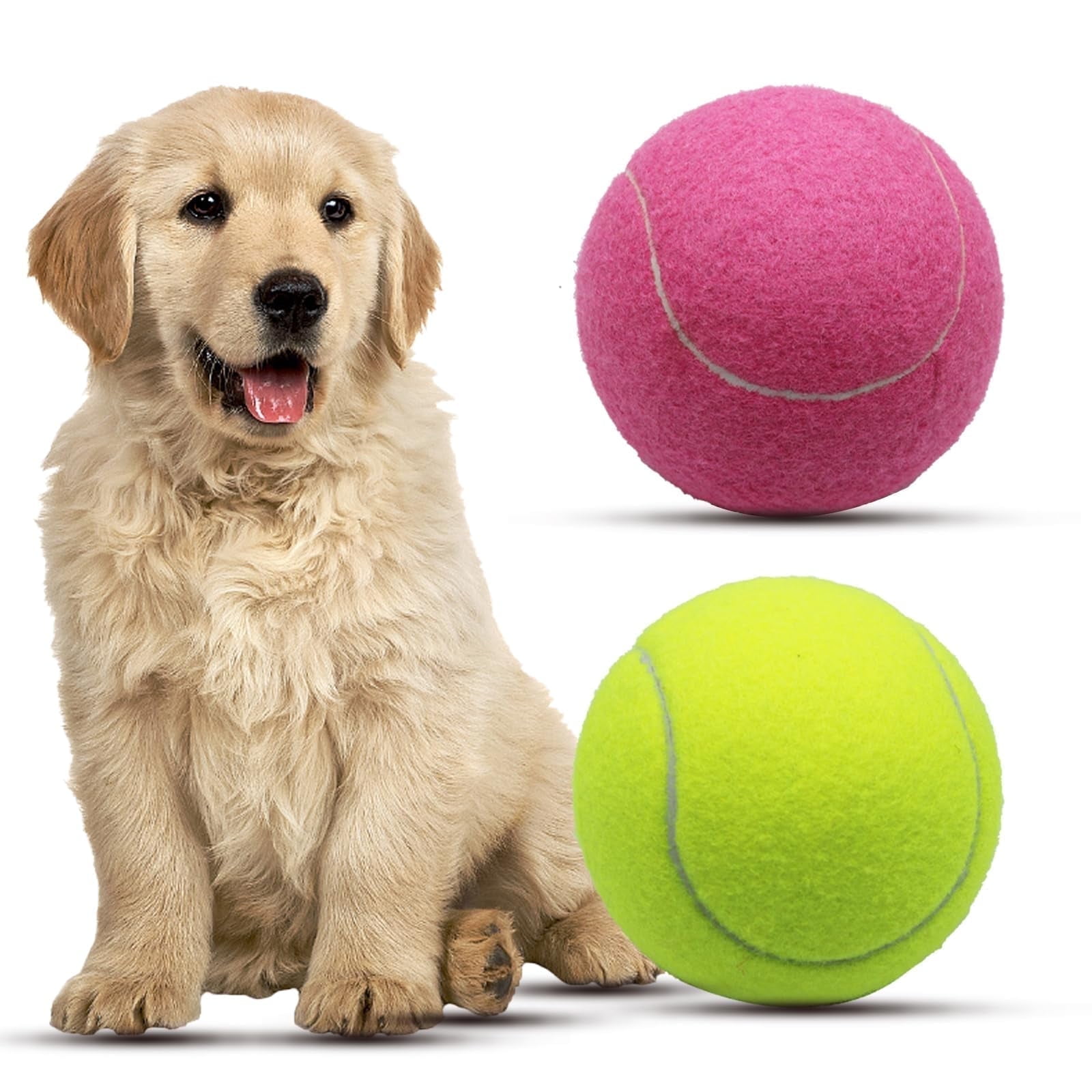 Magicorange 2 Pack Tennis Balls for Dogs, 4 inch Large Pet Interactive Playing Balls, Chew Toy for Outdoor / Indoor Sports