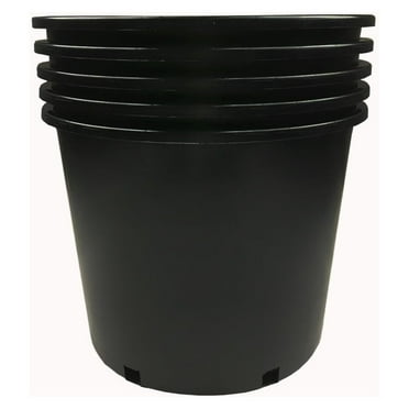 5-Pack 7 Gallon Premium Black Plastic Nursery Plant Container Garden Planter Pots (7 Gallon)