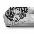 thumbnail image 3 of Urban Graffiti Soft Flannel Fleece Throw Blanket, Fat Cap Style Typographic Words on a Afro Haired Girl Print, Cozy Plush for Indoor and Outdoor Use, 70" x 90", White Black, by Ambesonne, 3 of 6