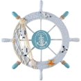 thumbnail image 1 of Wooden Ship Wheel, 28 Cm Nautical Boat Steering Wheel Decoration, 1 of 4