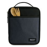 PackIt Freezable, Reusable Upright Lunch Box, Charcoal and Black