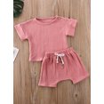 thumbnail image 2 of Emmababy Infant Baby Girls Cotton Short Sleeve Top+Button Pants Outfits, 2 of 6