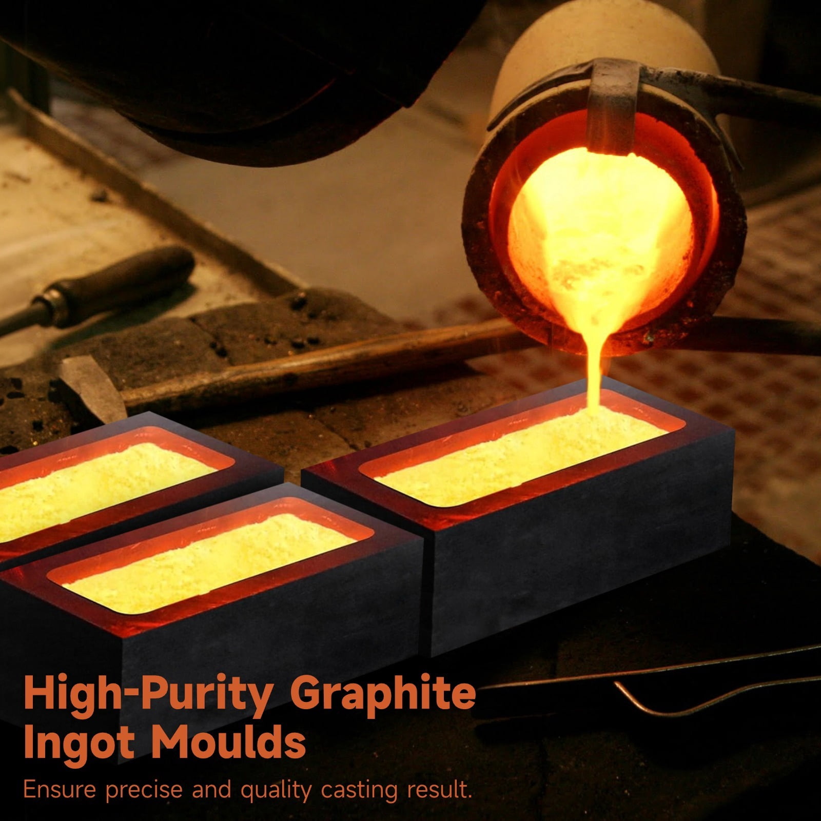 4 Pcs Graphite Ingot Moulds, 1kg/2.2lbs Metal Melting Refining Tools, Crucible Ingot Casting Molds for Gold, Silver, Aluminum, Copper Brass