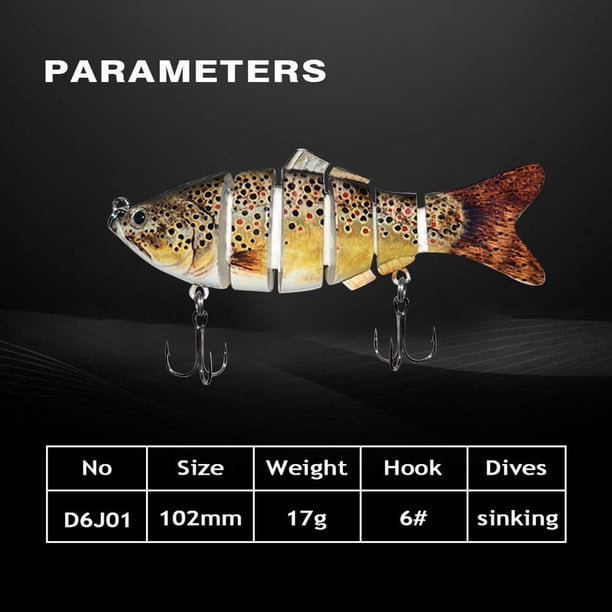 Cebo 10cm 17g Señuelos de pesca en agua artificial Falsos 6 segmentos duros (316) Sywqhk Para Estrenar
