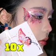 thumbnail image 2 of Pegatinas de tatuaje de mariposa brillante, maquillaje facial de ojos, tatuajes duraderos impermeables, calcomanías de bricolaje para fiesta de Festival de música, 10 hojas, 2 of 5