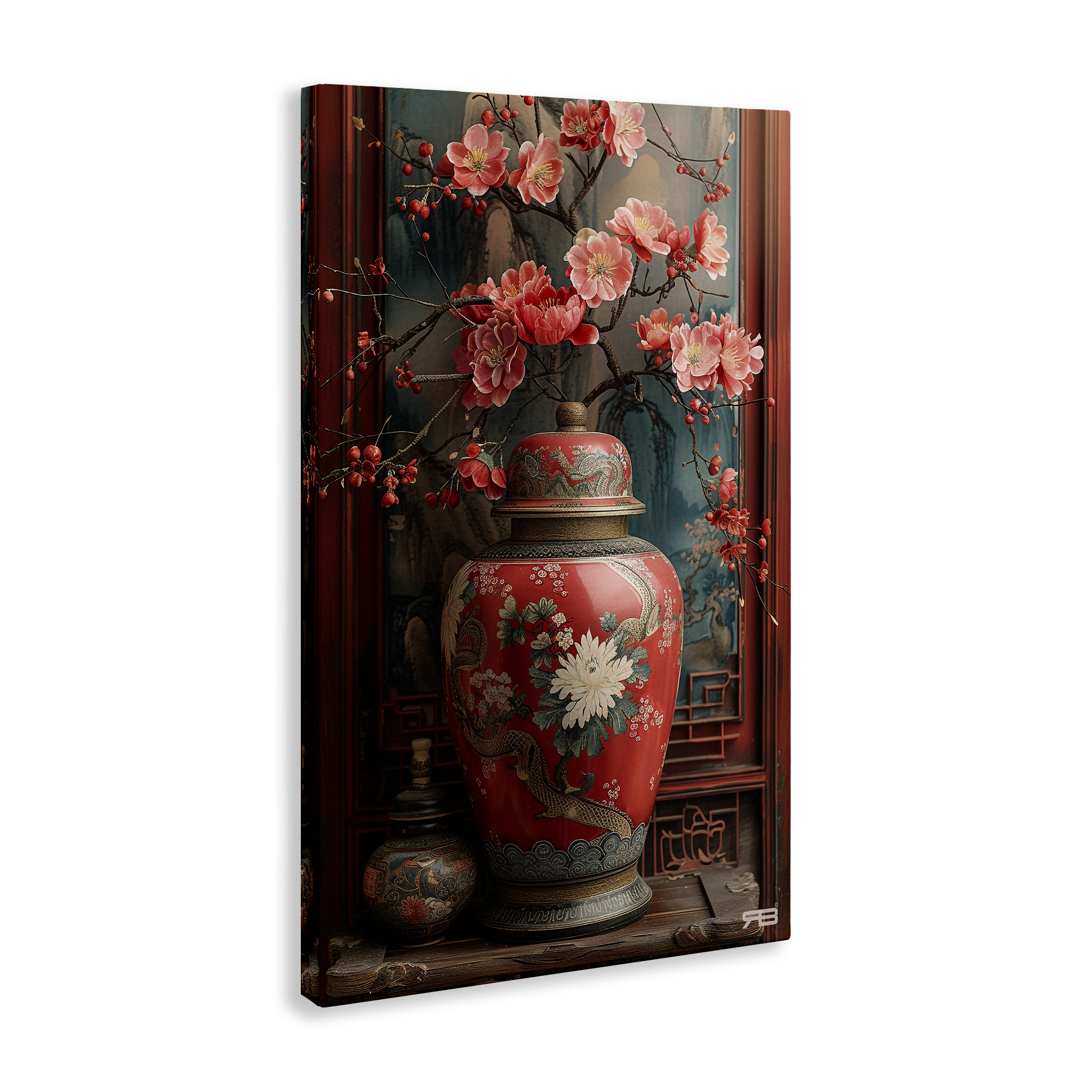 Stupell Industries Traditional Asian Vase Botanical & Floral Painting Gallery Wrapped Canvas Art Print Wall Art, 24 x 36