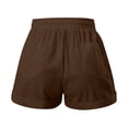thumbnail image 5 of Siminsem Linen Shorts for Women Summer Casual High Waisted Wide Leg Loose Fit Drawstring Lightweight Beach Vacation Clothes 2026 with Pockets Elastic Waist Lounge Bottoms, Coffee, M, 5 of 5