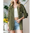 thumbnail image 3 of PRETTYGARDEN Women's Button Down Shirts Fall Long Sleeve Textured Stripe Tops Oversized Shacket Jacket Knit Blouses, 3 of 8