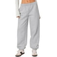 thumbnail image 4 of Women's Sweatpants High Waist Drawstring Sweat Pants Baggy Athletic Pants with Pockets Gray 2XL, 4 of 6