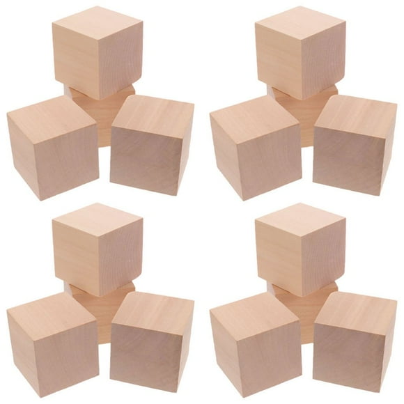 LNGOOR 30 Pcs Carve Cubes Wooden Block Model Toddler 2.00X2.00X2.00CM Khaki