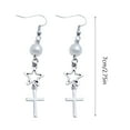 thumbnail image 5 of YIEMEEN Fashion Cross Hollow Star Earring Y2K Black White Bead Earring Minimalisms Dangle Earring Hip Hop Jewelry Gift Women, 5 of 11