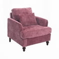 thumbnail image 4 of Modern Mid Century Solid Wood Frame Armchair, 29.53×32.48×32.48in, Wine Red Chenille for Living Room or Bedroom, 4 of 20
