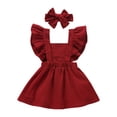 thumbnail image 2 of Lovebay Baby Grils Ruffled Sleeve Embrodered Sundress Headband Summer Outfits, 2 of 8