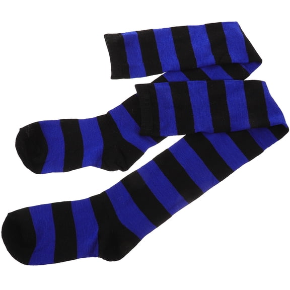 Raindrops Knee Stockings for Women Polyester Blue and Black 1 Pair