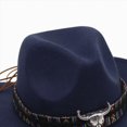 thumbnail image 5 of NOLDARES Toddler Boys Cowboy Hat, Western Hat for Kids, Leather Hatband Baby Cowgirl Hat for Girls(Navy,3-8 Y), 5 of 5