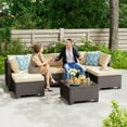 thumbnail image 2 of Patio Furniture Set - Includes 7 PCS Wicker Sectional sofa & Coffee Table for Poolside, Garden, Party, Beige, 2 of 10
