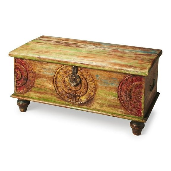 Butler Specialty Artifacts Mesa Carved Wood Trunk Coffee Table