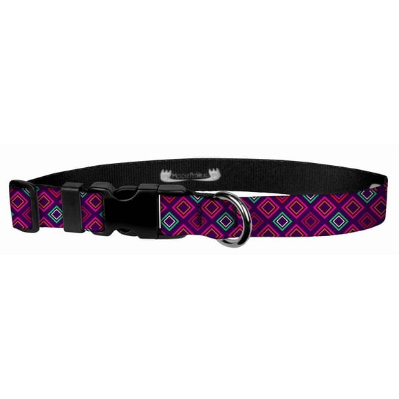 Moose Pet Wear Dog Collar - Patterned Adjustable Pet Collars, Made in The USA - 3/4 Inch Wide, Medium, Dainty Diamond
